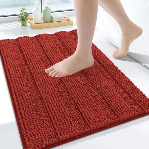 Miniatura 90 de Grandaily Alfombras de baño de felpilla a rayas de 24 x 16 pulgadas, extra gruesas y suaves, absorbentes, parte trasera de goma, alfombra de ducha