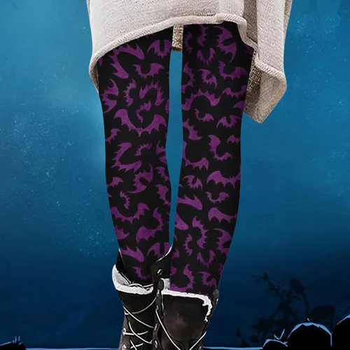 Miniatura 2 de Pantalones de Halloween para mujer, diseño de calavera, de cintura alta, elásticos, cálidos, medievales, para fiesta de disfraces, leggings