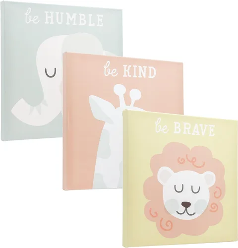 Miniatura 3 de Lienzo decorativo de animales pastel, sé valiente, sé amable, sé humilde, género neutro decoración de pared para guardería, regalo para padres