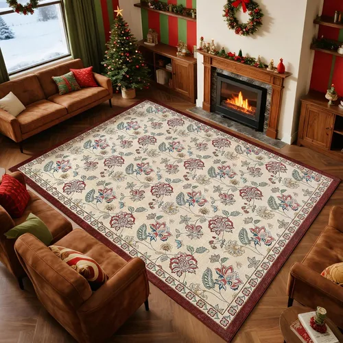 Miniatura 177 de Jinchan Fiora - Alfombra redonda de 8 pies, alfombras vintage con diseño floral envejecido, lavable a máquina, antideslizante, de pelo bajo, Azul