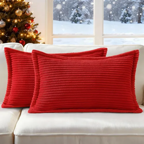 Miniatura 39 de Mecatny Juego de 2 fundas de almohada de pana de 16 x 16 pulgadas, fundas decorativas neutrales suaves de estilo bohemio para sofá y sala de estar