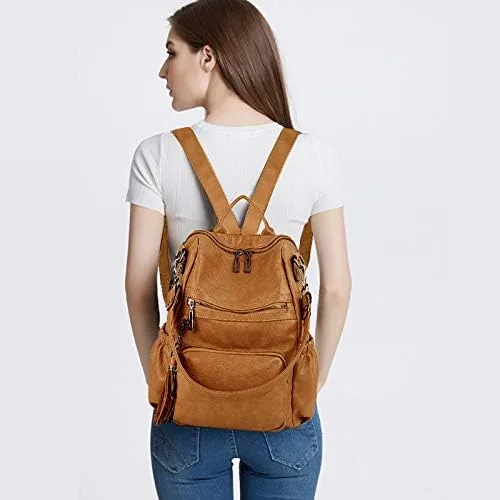 Miniatura 2 de UTO Mochila de cuero vegano para mujer, diseño de moda, convertible con borla, para viajes, con borla