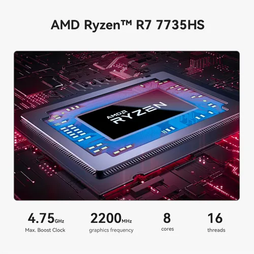 Miniatura 2 de Beelink Mini PC SER5, AMD Ryzen 7 7735HS (hasta 4.75 GHz) 8C/16T, mini computadora de 24 GB LPDDR5 RAM 500 GB NVMe PCIe 4.0 SSD, mini computadora