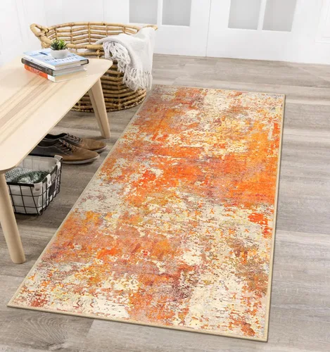 Miniatura 36 de Lahome Alfombra redonda moderna abstracta de 3 pies, color azul, lavable, de 3 x 3 pies, para cocina, entrada, suave, pequeña, antideslizante