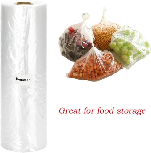 Miniatura 2 de Immuson Bolsa de plástico de 12 x 20 pulgadas en rollo para almacenamiento de alimentos, bolsa de plástico transparente para frutas, verduras, pan