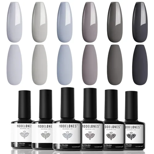 Miniatura 21 de modelones - Juego de 6 esmaltes en gel, tonos verano, rosa, rosa fuerte, rosa neón, blanco, magenta, de suave claro a oscuro,arte para amantes