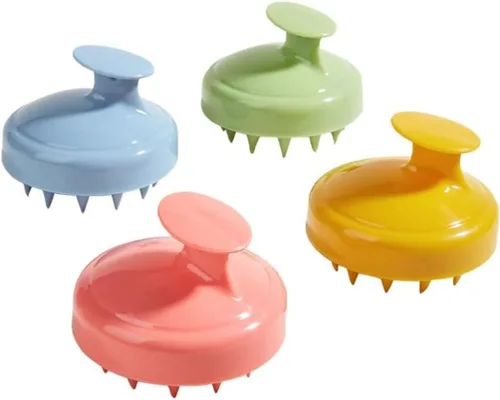 Miniatura 5 de Masajeador de cuero cabelludo para el cuero cabelludo, cepillo de silicona suave, cepillo de champú, exfoliante del cuero cabelludo para el 1PC-Rojo
