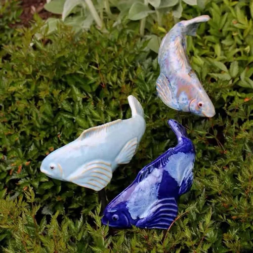 Miniatura 4 de Koi Fish Decor Garden: 3 piezas de escultura de pez Koi de resina, estatua de peces de jardín con estaca, para exteriores, patio, césped, estanque