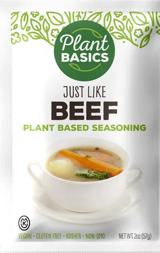 Plant Basics - Condimento a base de plantas, al igual que la carne de res, 2 onzas, vegano, sin gluten, kosher, sin OMG
