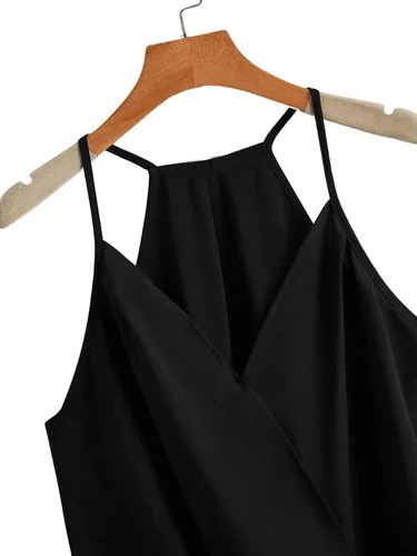 Miniatura 3 de SheIn Paquete de 3 camisetas sin mangas con dobladillo alto y bajo drapeado, para mujer