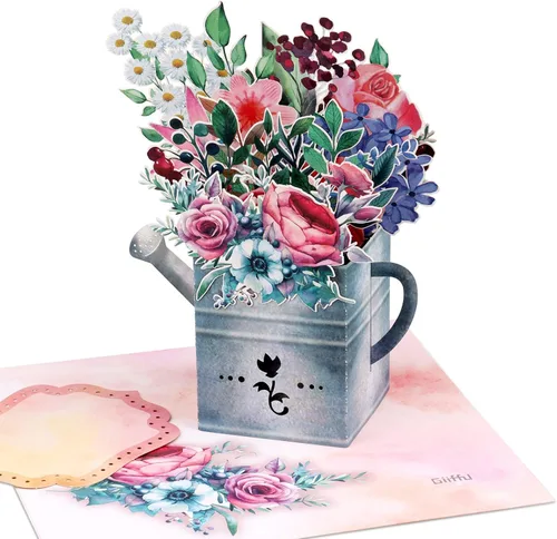 Miniatura 10 de Giiffu Paquete de 3 tarjetas emergentes 3D para el día de la madre, ramo de flores hechas a mano, tarjetas de felicitación con sobres y tarjetas