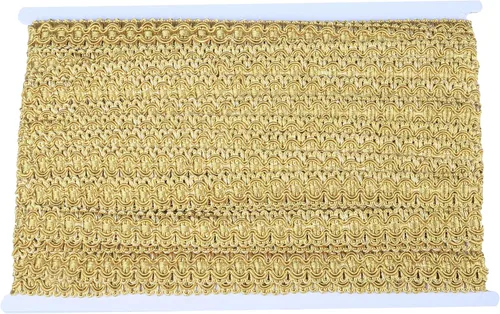 Miniatura 4 de Ribete Trenzado Gimp, 0.7 Pulgadas / 10M (10.9 Yardas) Ribete de Tela, Ribete de Tapicería para Costura Poliéster Manualidades DIY Disfraz Dorado