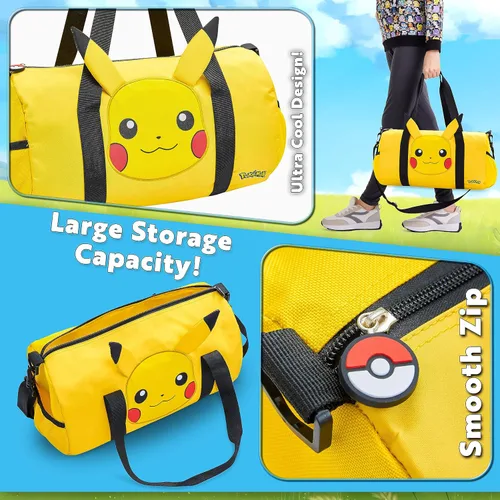 Miniatura 5 de Pokemon Bolsa de viaje para niños, bolsa de gimnasio durante la noche, kit de fútbol deportivo Pikachu, bolsa de mano, bolsa de equipaje de mano