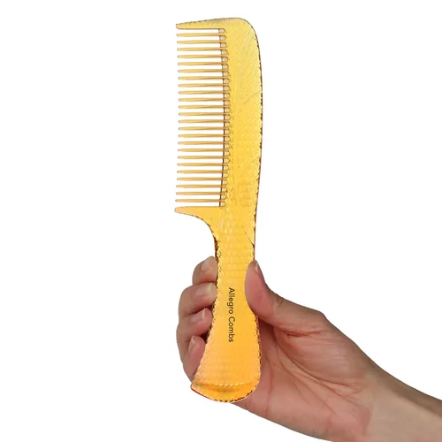 Miniatura 11 de Allegro Combs #1004 - Peine desenredante de dientes anchos irrompible, acabado brillante galvanizado degradado, peine de mango para cabello natural