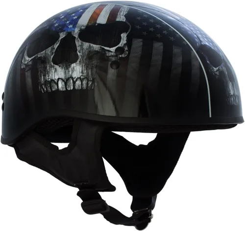 Miniatura 5 de Hot Leathers HLD1042 Casco de calavera con diseño de bala de guerrero negro brillante avanzado aprobado por DOT