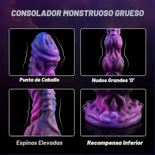 Miniatura 4 de Consolador Monstruo Fantasía Caballo de 9.6 pulgadas con 2 Nudos Grandes, Consoladores de Nudo Enorme Gruesos Estilo Perro Dragón con Ventosa