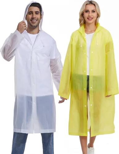 Miniatura 9 de 2 piezas de ponchos de lluvia reutilizables para adultos, abrigos de lluvia para adultos, chaquetas de lluvia, impermeables para hombres y mujeres