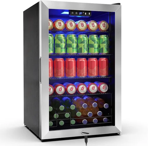 Miniatura 16 de Refrigerador de bebidas de 17 pulgadas de ancho – Enfriador de bebidas para 126 latas con puerta de vidrio Mini refrigerador de cerveza
