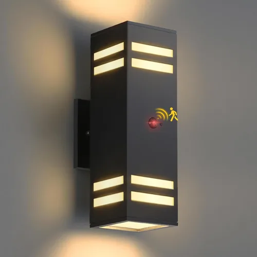 Miniatura 12 de Iluminación Exterior de Anochecer a Amanecer Paquete de 2, Luces de Pared Exteriores Modernas Negras Accesorios de Iluminación Exterior Montaje