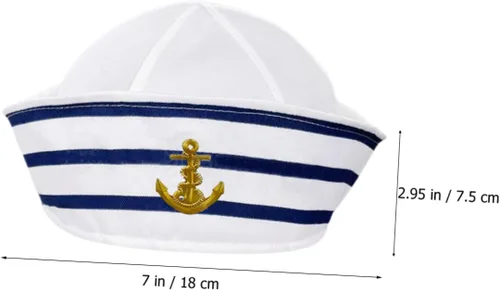 Miniatura 3 de Sombrero de capitán para hombres y mujeres y sombrero de marinero a rayas, accesorio de cosplay para fiestas en barcos, escenarios y eventos