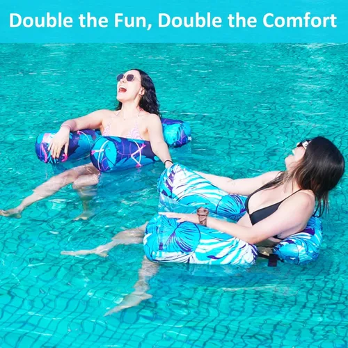 Miniatura 2 de Silla flotante inflable para piscina, paquete de 2 flotadores de piscina para adultos, resistentes, sillas flotantes de agua, flotadores inflables