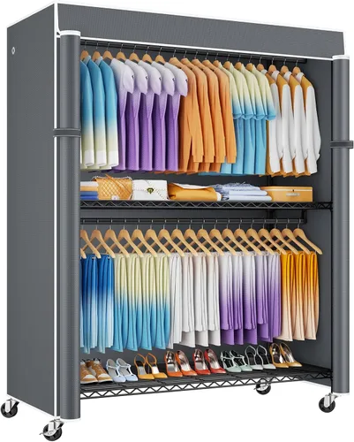 Miniatura 9 de ULIFHOME P8C Pro - Perchero resistente (con diseño de ancho extendido) para colgar ropa con ruedas bloqueables, 42 pulgadas de ancho x 15.8 pulgadas