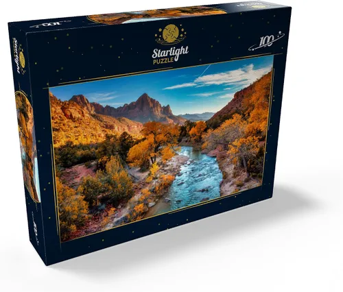 Miniatura 2 de MyPuzzle View of Watchman Mountain and The Virgin River in Sion National Park en el suroeste de los Estados Unidos, cerca de Springdale, Utah