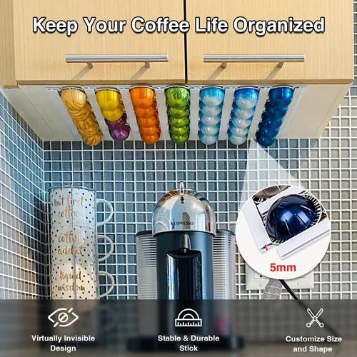 Miniatura 2 de Nespresso - Soporte para cápsulas de café, organizador de tazas K, accesorios de barra de café, organizador de montaje en pared debajo del gabinete
