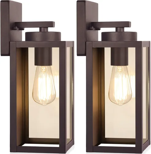 Miniatura 20 de Paquete de 2 lámparas de pared para exteriores, faroles impermeables y modernos, dispositivos de iluminación para porche, con casquillo E26