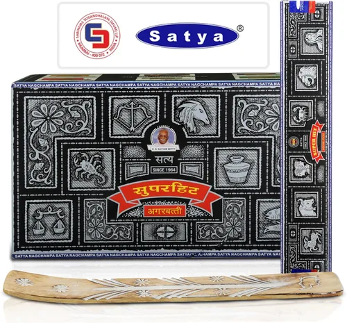 Miniatura 17 de Varillas de incienso aromático Satya Frankincense 180 g (15 g x 12 paquetes) de Satya Sai Baba Nag Champa y paquete de soporte de varillas