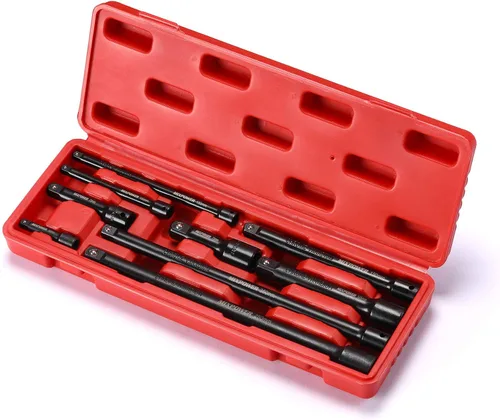 Miniatura 9 de MIXPOWER Juego de barras de extensión de 9 piezas, extensión de zócalo de 1/4", 3/8" y 1/2", acero al cromo vanadio premium con acabado de fosfato