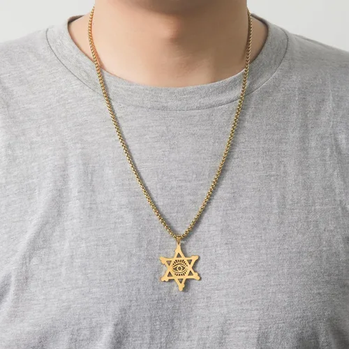 Miniatura 26 de EUEAVAN Collar con dije de estrella de David contra el mal de ojo de seis puntas con dije de estrella de David, hexagrama demoníaco religioso