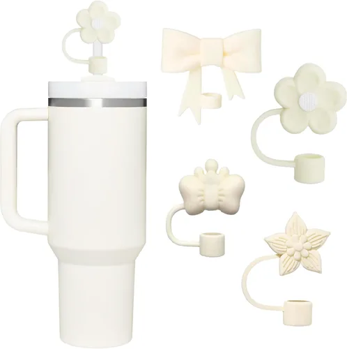 Miniatura 12 de Conjunto de accesorios para taza Stanley, incluye 2 piezas de cubierta de pajita de 0.4 pulgadas, 1 tapón antiderrame de silicona, 1 lindo encanto