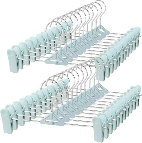 Miniatura 9 de NORTHERN BROTHERS Perchas para pantalones con clips, paquete de 30 unidades, color negro, apilables, ahorro de espacio, antideslizantes, ajustables