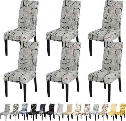 Miniatura 130 de JQinHome Juego de 8 fundas para sillas de comedor, fundas de alta elasticidad extraíbles y lavables, fundas protectoras de asiento para silla
