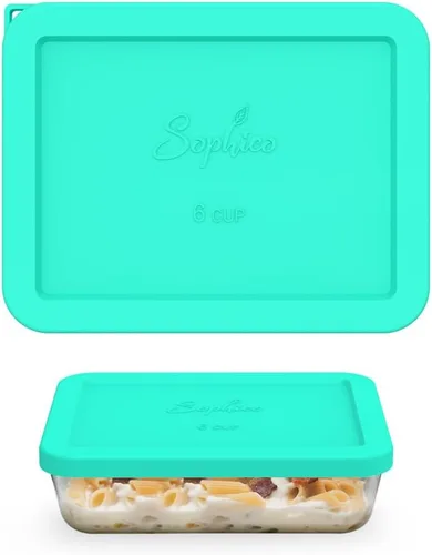 Miniatura 8 de Sophico Tapa de almacenamiento rectangular de silicona para 6 tazas de repuesto para cuencos de vidrio Pyrex 7211-PC, recipiente no incluido (MIX)