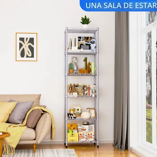Miniatura 4 de REGILLER Estantería de Alambre de 6 Niveles de Acero, Unidad de Almacenamiento con Estantes Ajustables para Lavandería, Baño, Cocina, Despensa