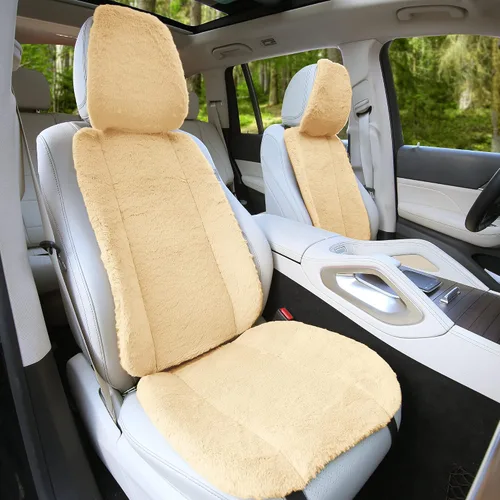 Miniatura 3 de FH Group Doe16 - Juego de cojines de asiento delantero de piel de conejo sintética, para la mayoría de automóviles, camiones, SUV o camionetas Beige