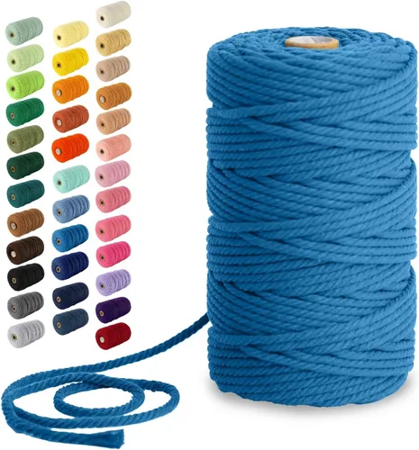 Miniatura 30 de Nook Theory - Cuerda de macramé de 3 mm, 220 yardas de cuerda de algodón, hilo de 4 mm y 5 mm, cuerda para manualidades, perfecta para colgantes