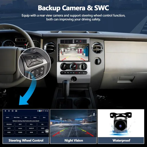 Miniatura 5 de 4G+64G Radio de coche estéreo para Ford Expedition 2007-2014 con CarPlay inalámbrico Android Auto 9 "Pantalla táctil Radio Android 13 Estéreo