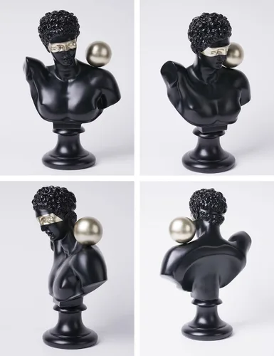 Miniatura 9 de Estatua griega de busto abstracta, escultura moderna, regalo para el hogar, centro de mesa para estantería, escritorio, oficina, negro, 13.8 pulgadas