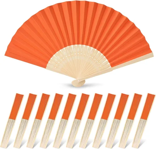 Miniatura 8 de JOHOUSE 12 abanicos de papel blanco de mano – Ventilador de mano plegable de 8.3 pulgadas, ventiladores plegables de mano para mujeres, ventilador