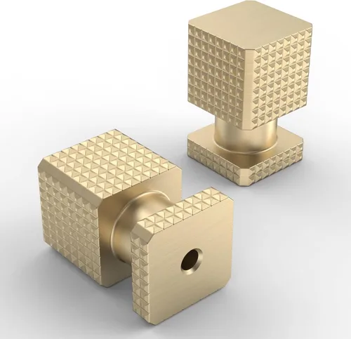 Miniatura 2 de 9BUILD Paquete de 10 pomos dorados cepillados de 1.1 pulgadas para gabinetes de cocina, perillas cuadradas de cocina para armarios, pomos dorados