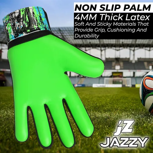Miniatura 2 de Guantes de portero de fútbol para niños y jóvenes, guantes de portero antideslizantes con palma de látex de 4 mm y fuerte agarre, protección doble