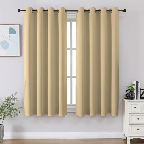 CUCRAF - Juego de 2 paneles de cortinas opacas color beige de 45 pulgadas, cortinas oscuras para sala de estar y dormitorio, cortinas con ojales