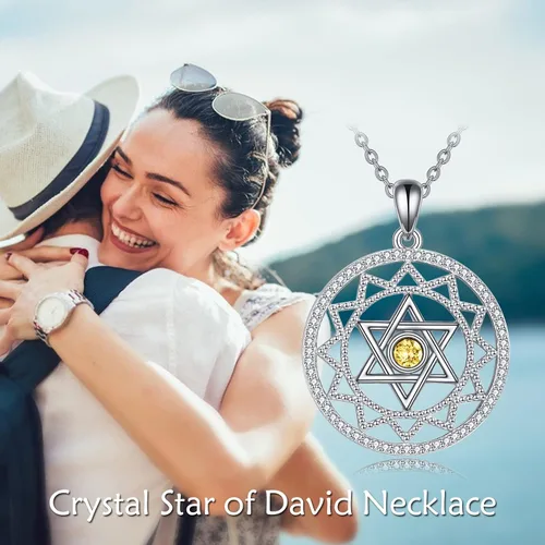 Miniatura 31 de YFN Collar de estrella de David de plata de ley, concha de abulón, árbol de la vida, joyería judía, regalos para mujeres y hombres