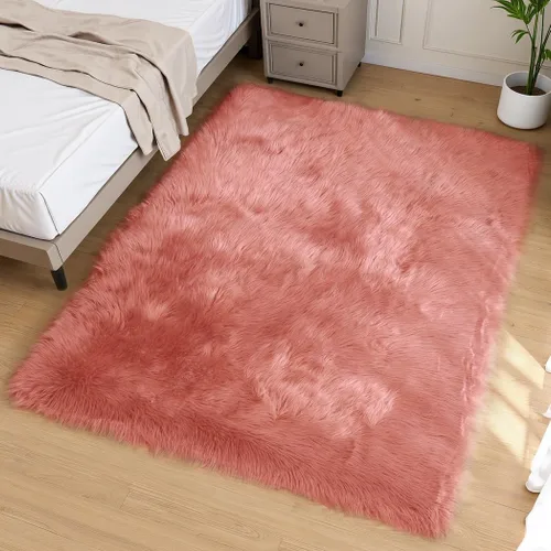 Miniatura 51 de Goolela Alfombra esponjosa de piel sintética de oveja sintética de 4 x 6 pies, color gris, para dormitorio, mesita de noche, alfombra suave de felpa