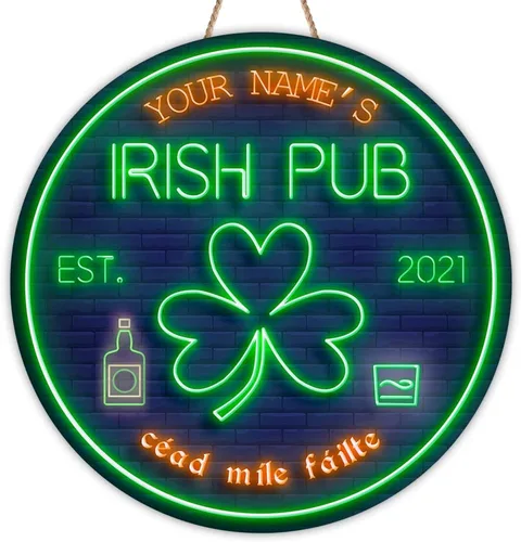 Miniatura 16 de ARTSY WOODSY Letrero de madera de pub irlandés personalizado (no tallado real), decoración del día de San Patricio, accesorios de placa de arte
