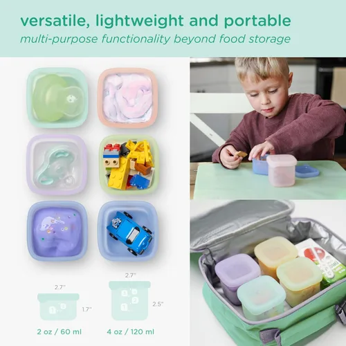 Miniatura 6 de Olababy Clear Sense - Contenedores de almacenamiento de silicona para alimentos para bebés, aperitivos, fórmula, puré, salsa y más, microplástico