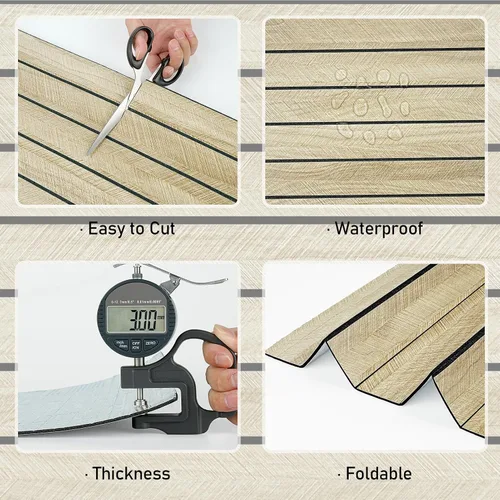Miniatura 8 de Wallercity Paneles acústicos de listones de madera marrón claro para decoración elegante, reducción de ruido, paneles de grano de madera con textura